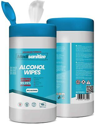 Antibacterial Sanitiser 70% Alcohol 200 Big Wipes Easy Dispense Tub Disinfectant • 9.79£