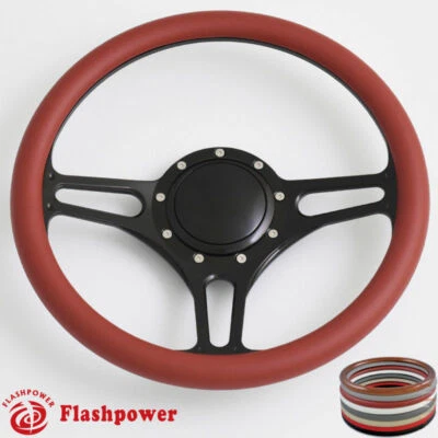 14'' Billet Steering Wheels Burgundy Full Wrap Oldsmobile Cutlass 88 98 Toronado - Image 1 of 4