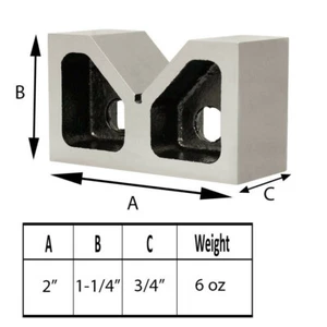 High Quality Cast Iron V-Block Set V Block Ground Pair 2" x 3/4" x 1-1/4" - Picture 1 of 6
