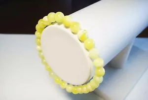 BALTISCHER BERNSTEIN Natürliche Runde Perlen Damen Armband Elastisch Weiß Farbe - Bild 1 von 6