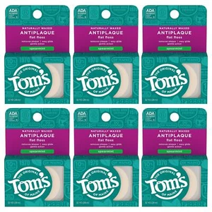 Tom's of Maine Naturally Waxed Antiplaque Flat Dental Floss, Spearmint, 32 Yards - Picture 1 of 7
