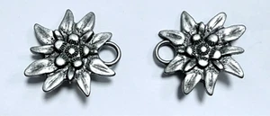 Schnür Elemente 1 Paar Metall 35 mm alt silber Edelweiß Ösen Knopf Tracht Metall - Bild 1 von 1