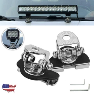 Universal Hood Mounting Brackets LED Work Light Bar Clamp Holders For Jeep SUV - Picture 1 of 10