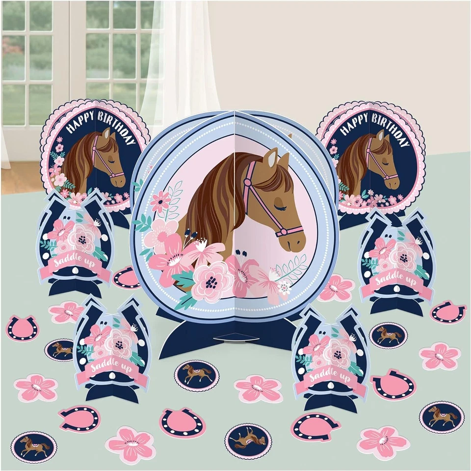 Saddle Up Cowgirl Horses Animal Birthday Party Centerpiece Table Decorating Kit - Изображение 1 из 1