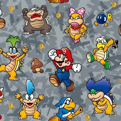 35"L x 45"W Nintendo World Super Mario Friends Badge Green Cotton Fabric 73460 - Image 1 of 2