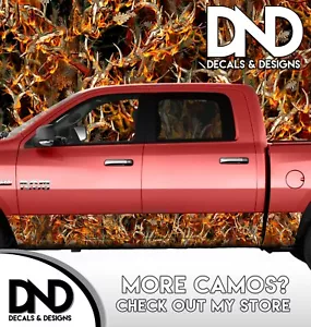 Camo Blaze Buck Skull Rocker Panel Decal Wrap Kit Truck 5 Panels - Matte - 21 FT - Bild 1 von 2
