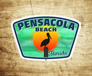 Pensacola Beach Florida Aufkleber Sticker Vinyl 3,75" x 2,5" Pelikan Sonnenuntergang - Bild 1 von 1