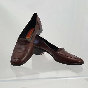 Cole Haan City Crafted In Italy Brown Leather Round Toe Heel Loafers Size 7.5 B