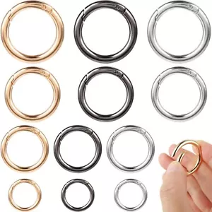 12 Pcs Spring O Rings Metal Round Rings Round Snap Clip Keychain Buckle - Picture 1 of 7
