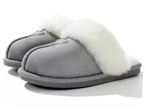 Women's Fuzzy Memory Foam Slippers Fluffy House Shoes Warm Comfy 5-6 Grey - Picture 1 of 7