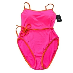 Kate Spade Swim Bathing Suit Size Large NWT $148 Pink Orange Contrast Piping - Picture 1 of 10