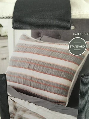 UMBRAL ACOLCHADO GRIS Y CORAL RAYAS TEXTURIZADO ESTÁNDAR ALMOHADA FARSA NUEVO Foto 1 de 3