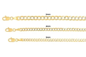 14k Solid Yellow Gold Cuban Link Chain Necklace D/cut 3mm-5mm Sz 16"-26" - Picture 1 of 7
