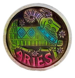 Vintage Aries Astrology Chalkware Coin Bank 60's Vibes-Groovy Colors-Japan-MCM - Picture 1 of 6