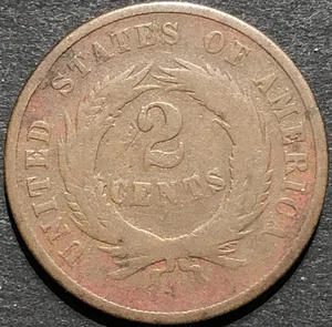 1864 TWO CENTS 2 CENT PIECE OLD U.S. CIVIL WAR ERA COIN COINAGE - Picture 1 of 2