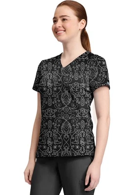First Rodeo Med Couture Print Scrub V Neck Top MC632 FIRO - Image 1 of 4