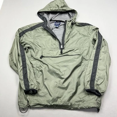 VTG 90s Y2K Gap Anorak Small Green Windbreaker Lightweight Hooded Ripstop Pouch - Image 1 of 4