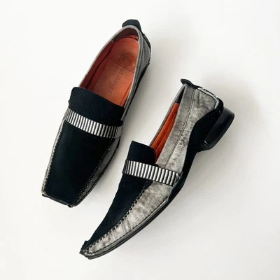 Vintage Robert Wayne Black Leather Suede Avant Garde Dress Shoes Size 9 Men's - Image 1 of 4