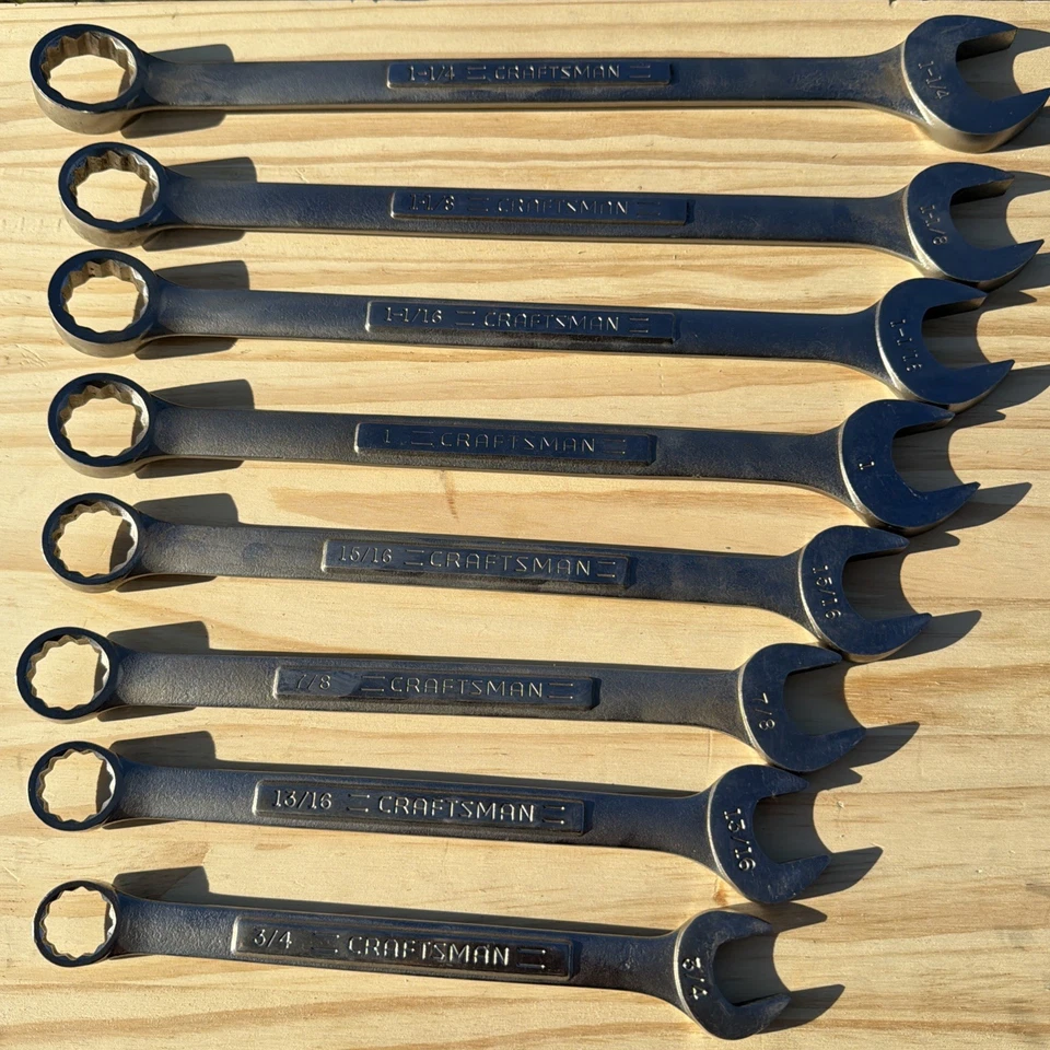 Llaves combinadas Craftsman Jumbo vintage - 3/4, a 1-1/4" vintage serie V LIMPIAS 👀 Foto 1 de 4