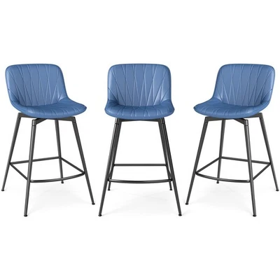 Kitchen Upholstered Bar Stools Set of 3 Swivel Counter Height Bar Chairs, 30" - Image 1 of 4