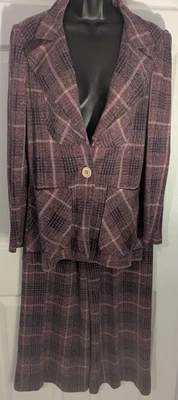 Joshua Tree California Women's - 70's Vintage Purple Plaid Pantsuit Suit 13/14 - Image 1 of 4