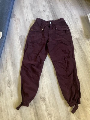 ALLSAINTS Women Val Linen Blend Cargo Trousers High Rise Cuff Ankles  Sz 4 - Image 1 of 4