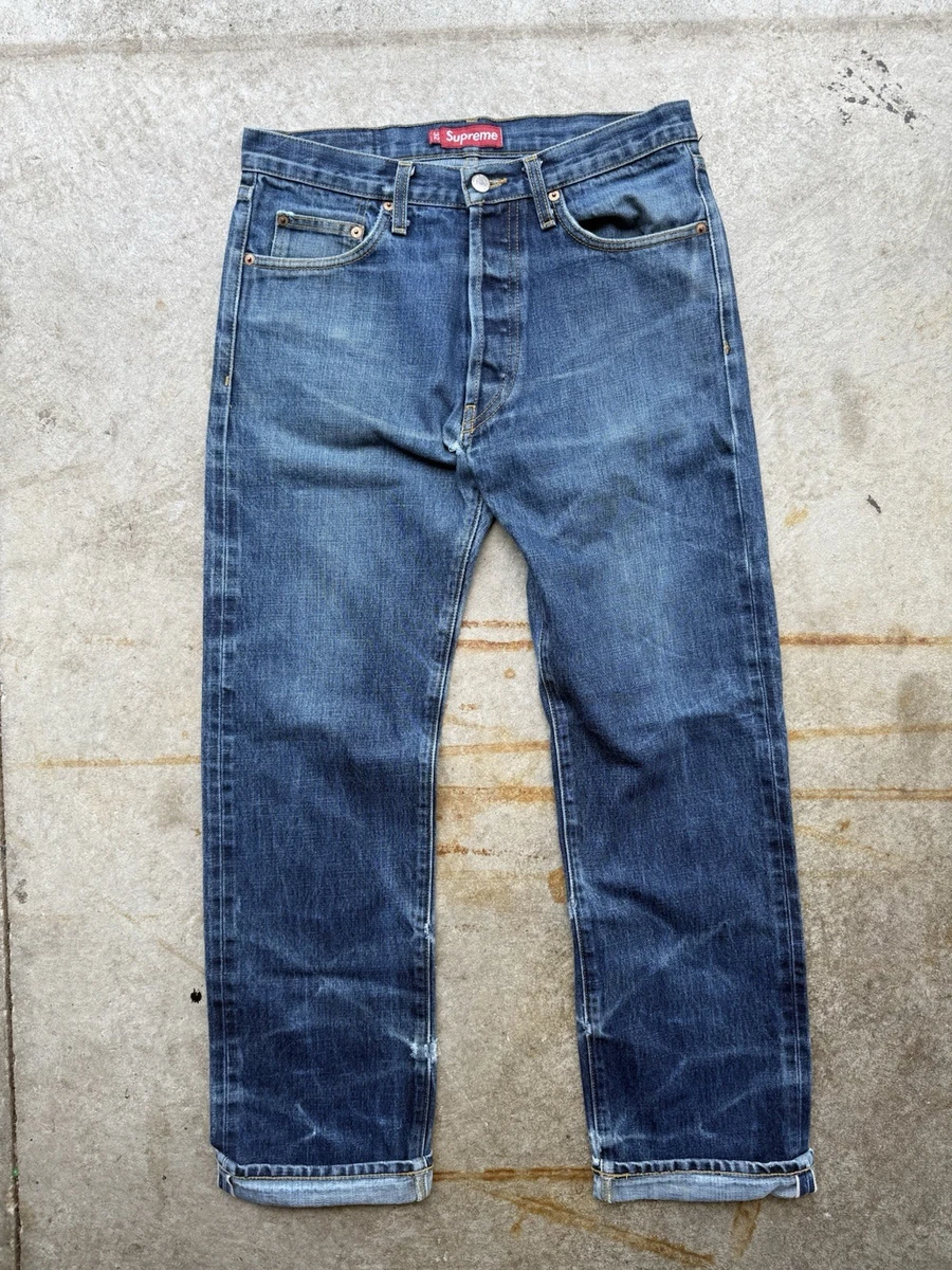 Supreme × Levi’s 501 Denim Jeans W34 L32 Levi's for Supreme 501 Button Fly Blue Selvedge Denim Jeans 30X32