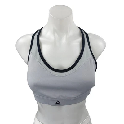 Reebok Gray Sleeveless Racerback Activewear Workout Sports Bra Crop Tank Top M - Imagem 1 de 3