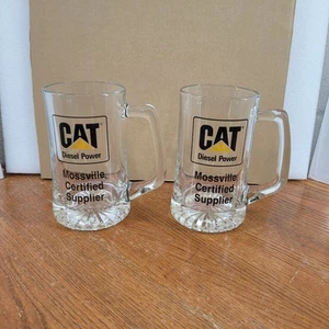 Juego de 2 tazas de vidrio vintage Caterpillar CAT diésel energía rara para beber pesado - Imagen 1 de 15