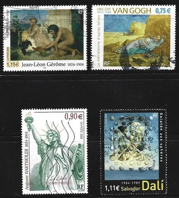 FRANCE - série de 4 timbres oblitérés de 2004  "Musée imaginaire" Tableaux - Photo 1/2