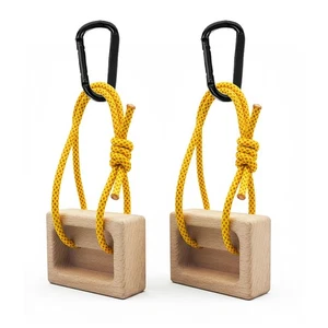 Portable Beech Wood Fingerboard Climbing Hangboard Dual-Pocket Grip Blocks - Picture 1 of 9