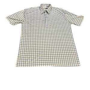Collars & Co Vestito Collo Polo Uomo XL Bianco Blu Finestra Plaid - Foto 1 di 9