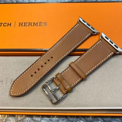 Correa de cuero genuina para Apple Watch Hermès sin usar arce negro Foto 1 de 4