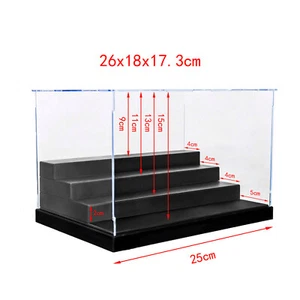 Estuche de exhibición de acrílico 9,8"L transparente caja de plástico UV a prueba de polvo juguetes protección 4 pasos - Imagen 1 de 11