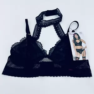 Reggiseno Seven Til Midnight STM 10926 nero in pizzo e imbracatura a rete medio sexy trasparente nuovo con etichette - Foto 1 di 18