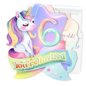 30Pcs 6th Rainbow Birthday Party Invitations Cute Rainbow 6th Birthday Party ... - Picture 1 of 6