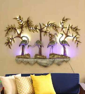 Swan Under Tree With Led Wall Art Multicolor Metal Wall Decor - Picture 1 of 3