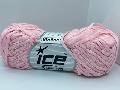 Light Pink Violino 55727 Ice Yarns Skinny Net Ribbon Yarn 50gr 109yd - Image 1 of 4