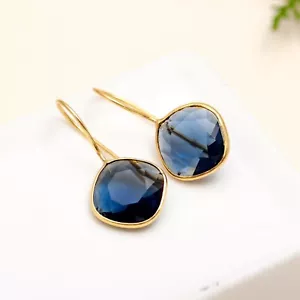 Elegant Iolite Gemstone Earring 925 Sterling Silver Handmade Jewelry Earring - Picture 1 of 6