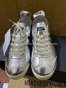 Shoes MEXICO 66 Unisex Running Onitsuka Tiger Silver/black Lightweight Sneakers - Picture 1 of 11