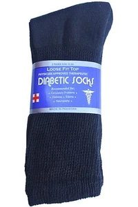Diabético NEGRO CREW Calcetines Circulatorios Salud Hombres y Mujeres Algodón TODAS LAS TALLAS - Imagen 1 de 7
