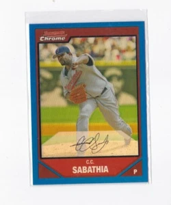 C.C. SABATHIA 2007 BOWMAN CHROME BLUE REFRACTOR PARALLEL CARD-#'D/150-SHIPS FREE - Picture 1 of 24
