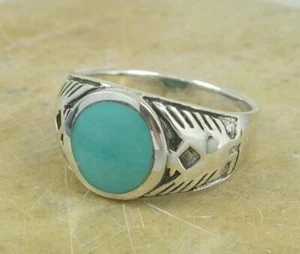 ANILLO FÉNIX TURQUESA PLATA ESTERLINA .925 talla 8 estilo # r1307 - Imagen 1 de 1