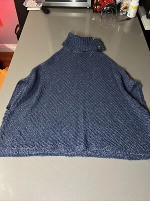 Poncho Banana Republic tamanho grande gola tartaruga capa lã azul marinho G - Imagem 1 de 4