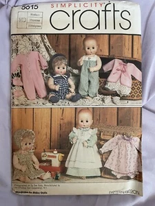 🌷UNCUT Vintage Simplicity Sewing Pattern 5615 Wardrobe Baby Doll Clothes 15-16” - Picture 1 of 7