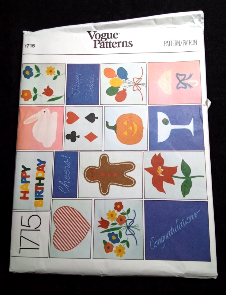 VOGUE Vintage DECORACIÓN DEL HOGAR Patrón 1715 Motivo de Ropa de Mesa Transferencias Flor Vacaciones Foto 1 de 4