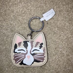 Vera Bradley Holiday Cats Key Chain Keyring Bag Charm Zip Coin Purse Nwt 
