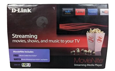 Transmisor multimedia digital HD D-link MovieNite DSM-310 con adaptador de CA y control remoto usado en excelente estado Foto 1 de 4