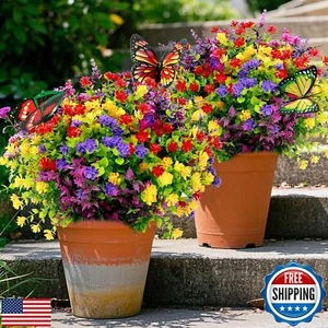 jabeick 24 Bundles Artificial Flowers for Outdoors UV Resistant, Artificial F - Picture 1 of 5