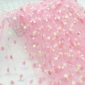 Tessuto a pois arcobaleno 1 iarda maglia tulle stampa topolino stelle pois tessuto pizzo - Foto 1 di 16